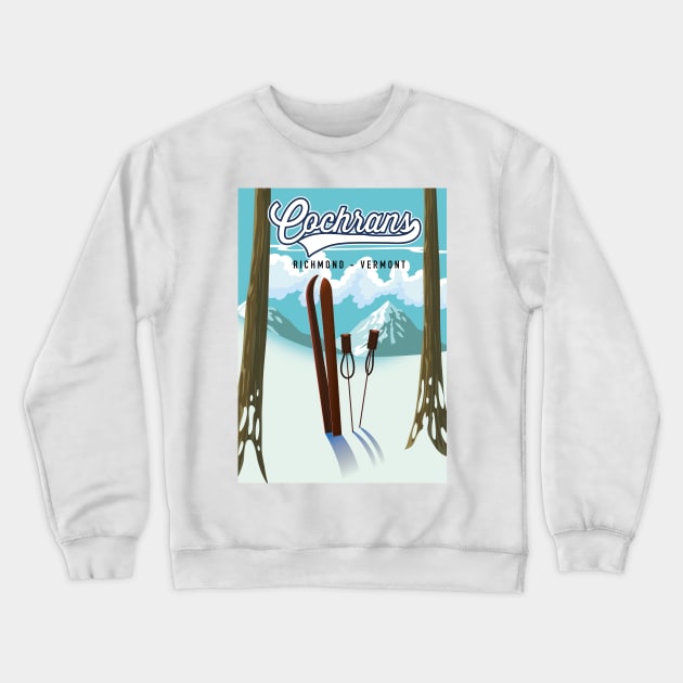 Cochrans Richmond, Vermont Ski poster Crewneck Sweatshirt by nickemporium1